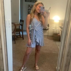 Boohoo Blue Checked Wrap Dress size 1 Petite